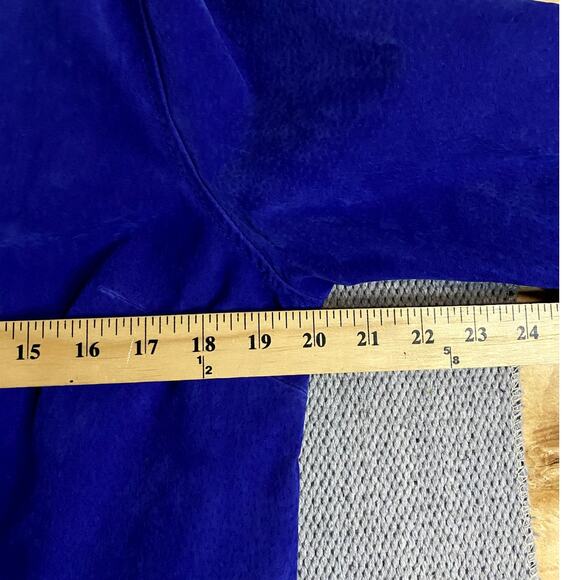 Liz Claiborne New York Suede Leather Jacket Womens L Royal Blue Fade Boho Chic - Picture 10 of 12